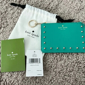 Kate Spade Bitsy Sanders Place Card Wallet in Color Lizard (Teal) with Studs